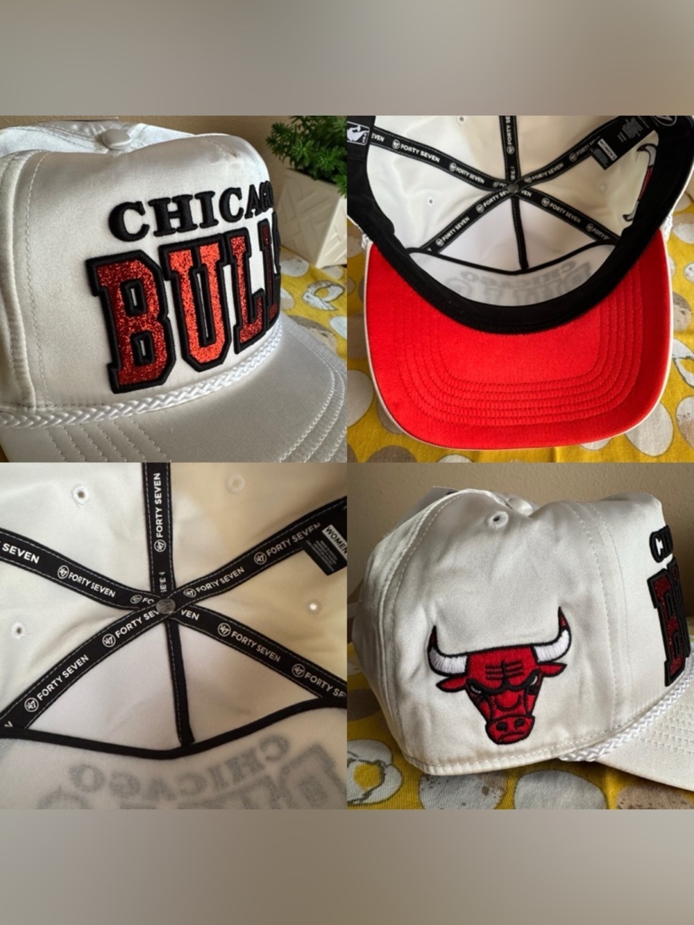47 Brand NWT Chicago Bulls white satin Women’s hat - Picture 12 of 16